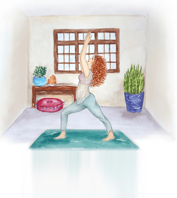 Tayná in Warrior 1 - Virabhadrasana I - Guerreiro 1